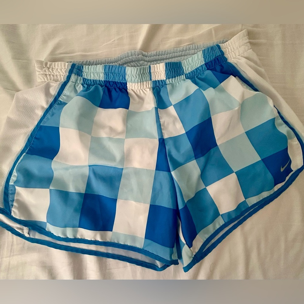 Nike Women's Blue Checkered Dri-Fir Shorts